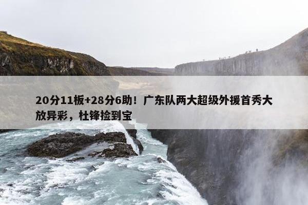 20分11板+28分6助！广东队两大超级外援首秀大放异彩，杜锋捡到宝