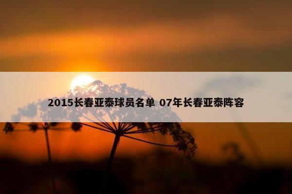 2015长春亚泰球员名单 07年长春亚泰阵容