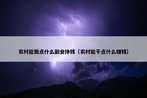 农村能做点什么副业挣钱（农村能干点什么赚钱）