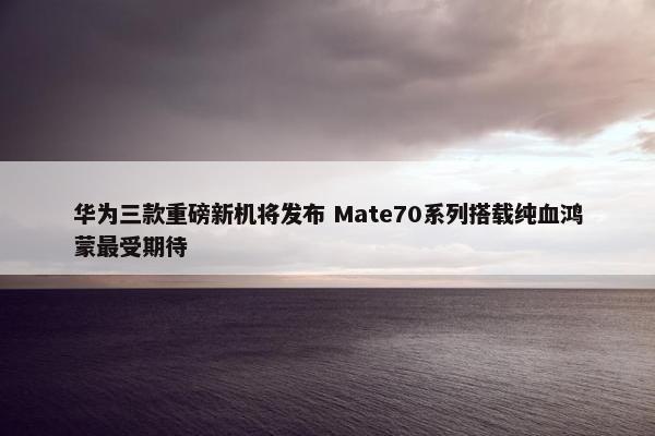 华为三款重磅新机将发布 Mate70系列搭载纯血鸿蒙最受期待