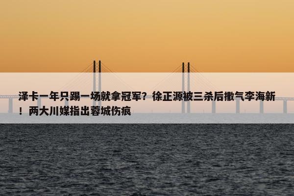 泽卡一年只踢一场就拿冠军？徐正源被三杀后撒气李海新！两大川媒指出蓉城伤痕