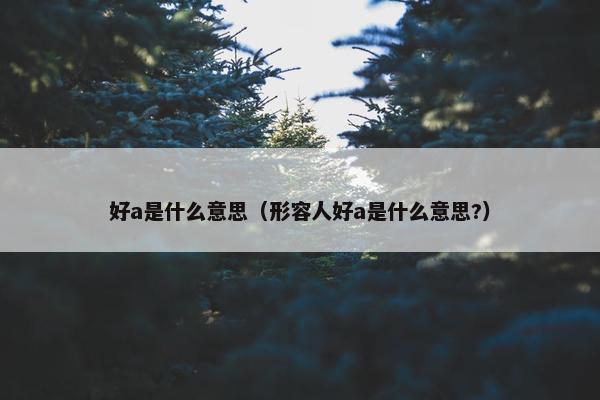 好a是什么意思（形容人好a是什么意思?）