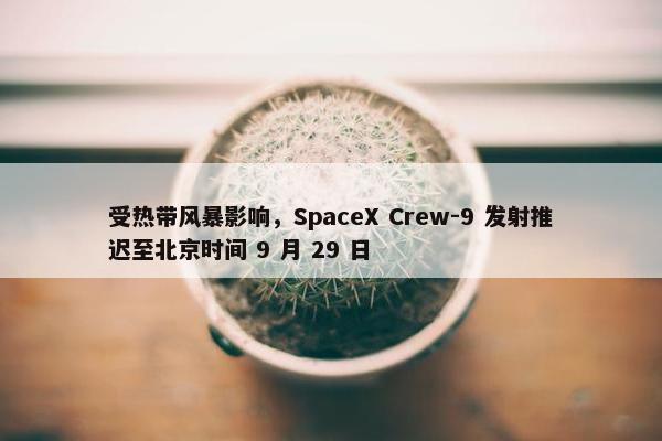 受热带风暴影响，SpaceX Crew-9 发射推迟至北京时间 9 月 29 日