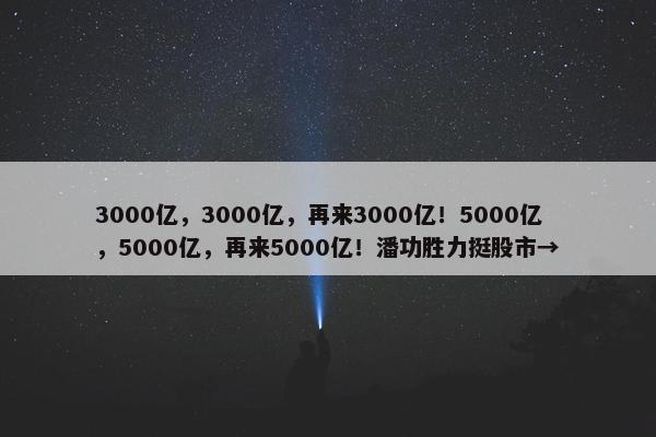 3000亿，3000亿，再来3000亿！5000亿，5000亿，再来5000亿！潘功胜力挺股市→