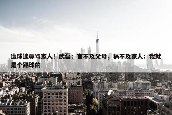 遭球迷辱骂家人！武磊：言不及父母，祸不及家人；我就是个踢球的