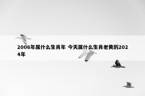 2006年属什么生肖年 今天属什么生肖老黄历2024年