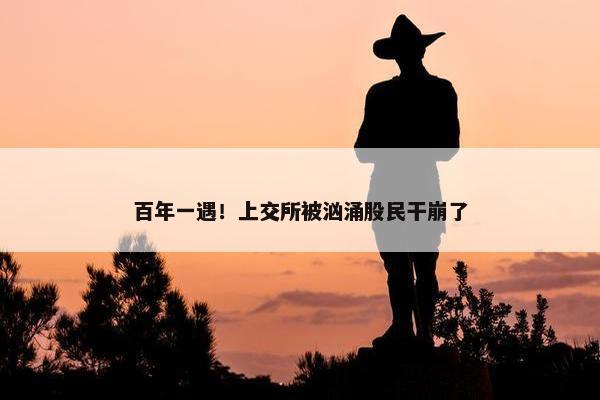 百年一遇！上交所被汹涌股民干崩了