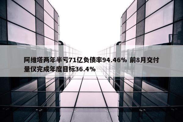 阿维塔两年半亏71亿负债率94.46% 前8月交付量仅完成年度目标36.4%