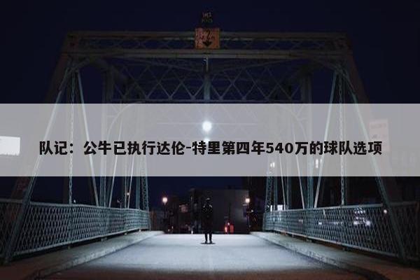 队记：公牛已执行达伦-特里第四年540万的球队选项