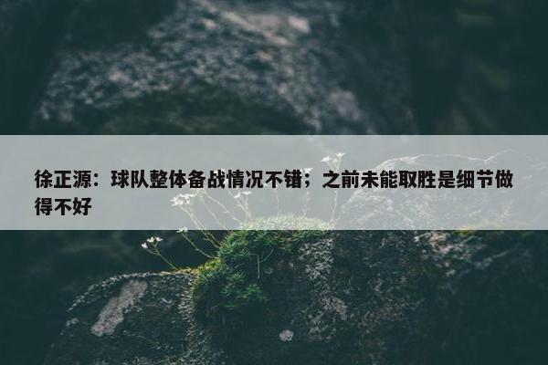 徐正源：球队整体备战情况不错；之前未能取胜是细节做得不好