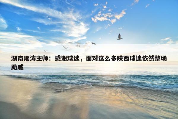 湖南湘涛主帅：感谢球迷，面对这么多陕西球迷依然整场助威