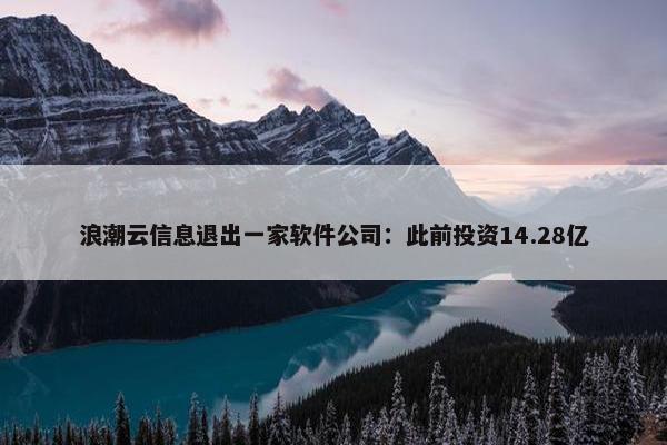 浪潮云信息退出一家软件公司：此前投资14.28亿