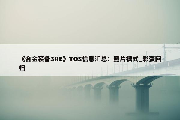 《合金装备3RE》TGS信息汇总：照片模式_彩蛋回归