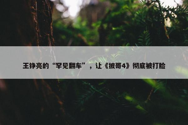 王铮亮的“罕见翻车”，让《披哥4》彻底被打脸