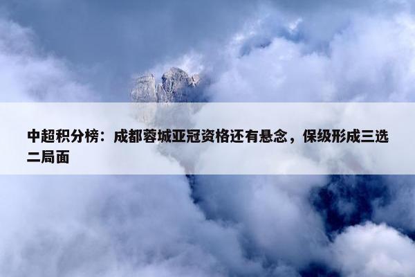 中超积分榜：成都蓉城亚冠资格还有悬念，保级形成三选二局面