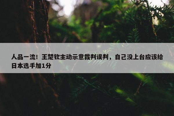 人品一流！王楚钦主动示意裁判误判，自己没上台应该给日本选手加1分