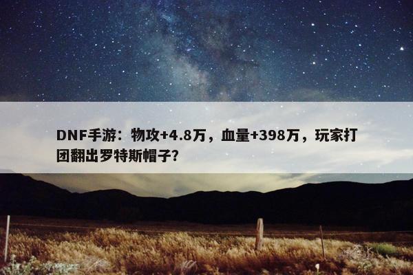 DNF手游：物攻+4.8万，血量+398万，玩家打团翻出罗特斯帽子？