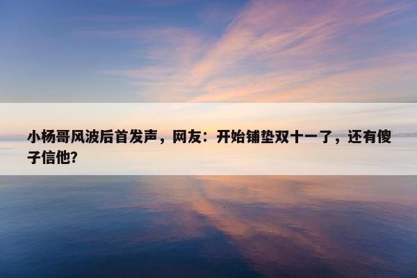 小杨哥风波后首发声，网友：开始铺垫双十一了，还有傻子信他？