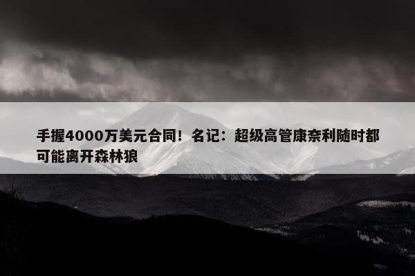 手握4000万美元合同！名记：超级高管康奈利随时都可能离开森林狼