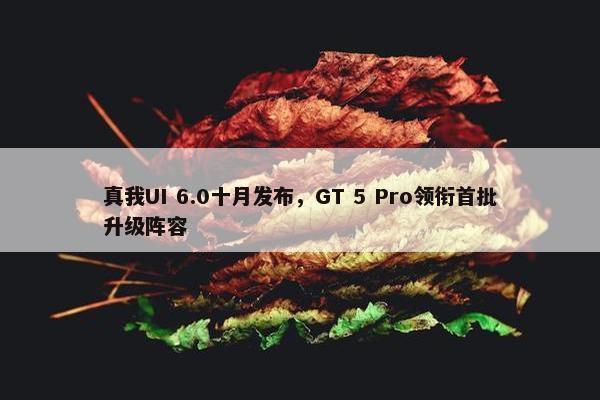 真我UI 6.0十月发布，GT 5 Pro领衔首批升级阵容