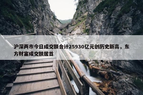 沪深两市今日成交额合计25930亿元创历史新高，东方财富成交额居首