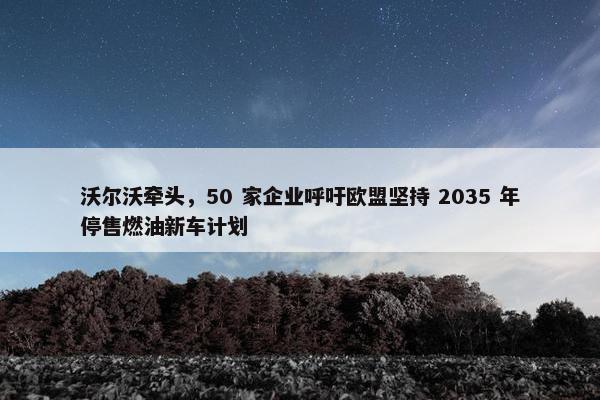 沃尔沃牵头，50 家企业呼吁欧盟坚持 2035 年停售燃油新车计划