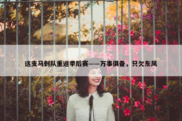 这支马刺队重返季后赛——万事俱备，只欠东风