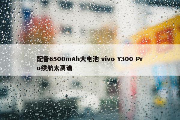 配备6500mAh大电池 vivo Y300 Pro续航太离谱