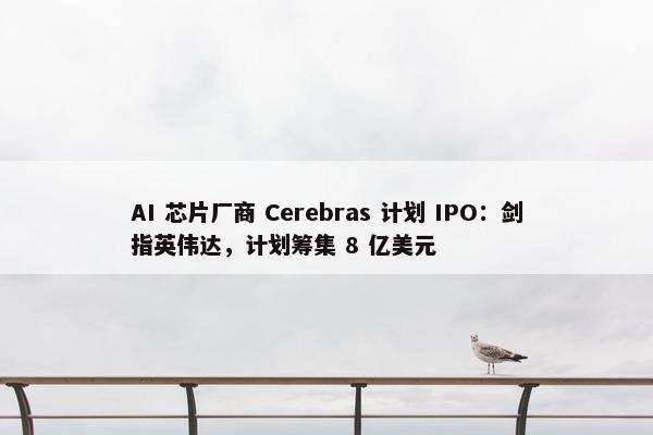 AI 芯片厂商 Cerebras 计划 IPO：剑指英伟达，计划筹集 8 亿美元