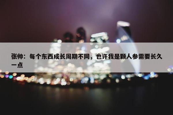 张帅：每个东西成长周期不同，也许我是颗人参需要长久一点