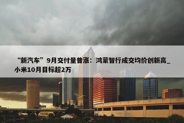 “新汽车”9月交付量普涨：鸿蒙智行成交均价创新高_小米10月目标超2万