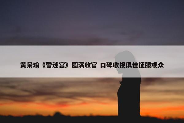 黄景瑜《雪迷宫》圆满收官 口碑收视俱佳征服观众