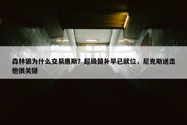 森林狼为什么交易唐斯？超级替补早已就位，尼克斯送出他很关键