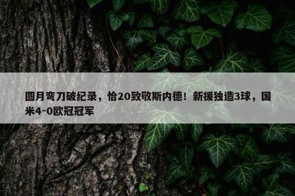 圆月弯刀破纪录，恰20致敬斯内德！新援独造3球，国米4-0欧冠冠军