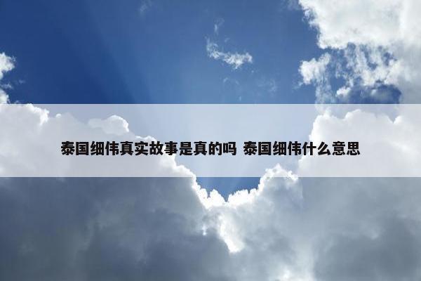 泰国细伟真实故事是真的吗 泰国细伟什么意思