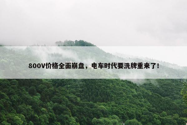 800V价格全面崩盘，电车时代要洗牌重来了！