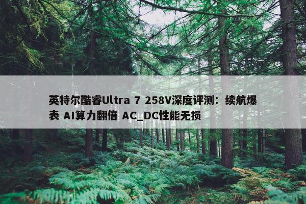 英特尔酷睿Ultra 7 258V深度评测：续航爆表 AI算力翻倍 AC_DC性能无损