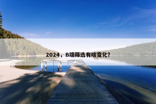 2024，B端筛选有啥变化？