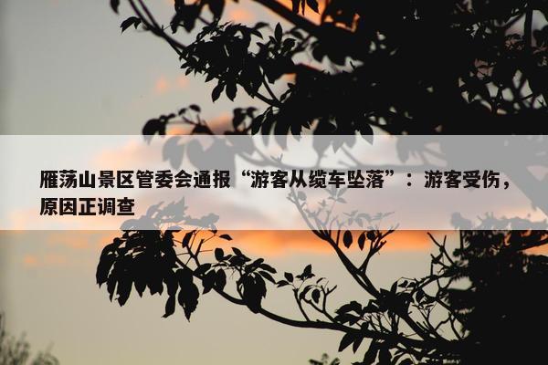 雁荡山景区管委会通报“游客从缆车坠落”：游客受伤，原因正调查