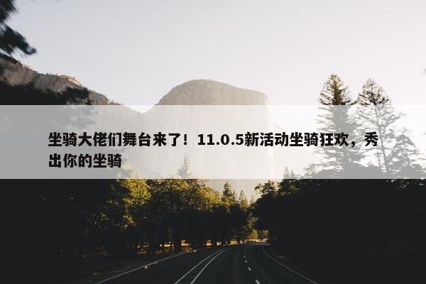 坐骑大佬们舞台来了！11.0.5新活动坐骑狂欢，秀出你的坐骑