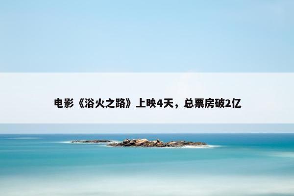 电影《浴火之路》上映4天，总票房破2亿