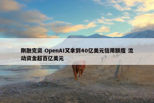 刚融完资 OpenAI又拿到40亿美元信用额度 流动资金超百亿美元