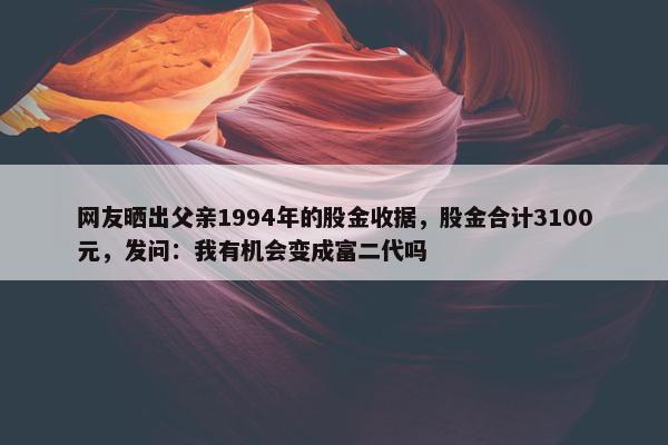 网友晒出父亲1994年的股金收据，股金合计3100元，发问：我有机会变成富二代吗