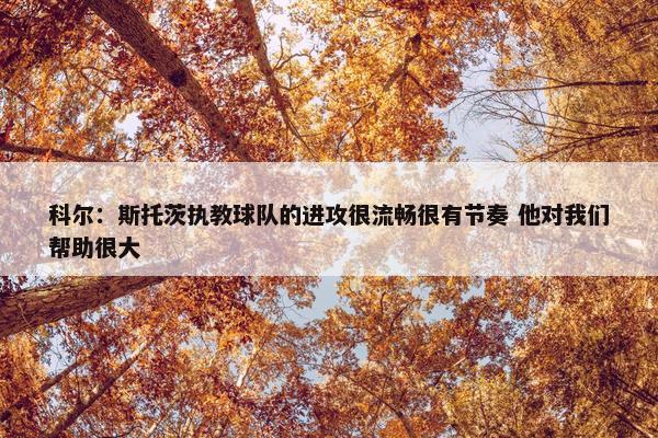 科尔：斯托茨执教球队的进攻很流畅很有节奏 他对我们帮助很大