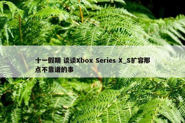 十一假期 谈谈Xbox Series X_S扩容那点不靠谱的事