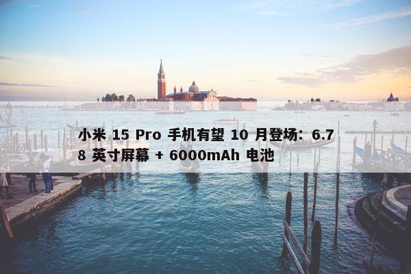 小米 15 Pro 手机有望 10 月登场：6.78 英寸屏幕 + 6000mAh 电池