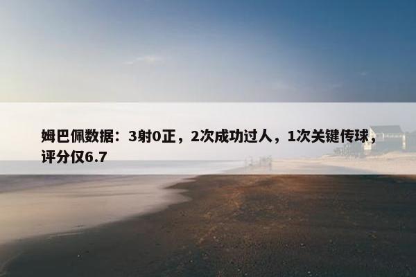 姆巴佩数据：3射0正，2次成功过人，1次关键传球，评分仅6.7