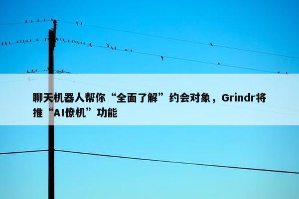 聊天机器人帮你“全面了解”约会对象，Grindr将推“AI僚机”功能