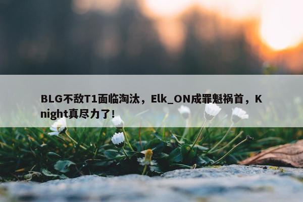 BLG不敌T1面临淘汰，Elk_ON成罪魁祸首，Knight真尽力了！