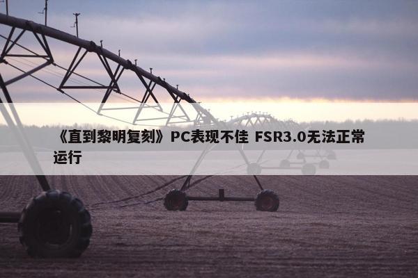 《直到黎明复刻》PC表现不佳 FSR3.0无法正常运行